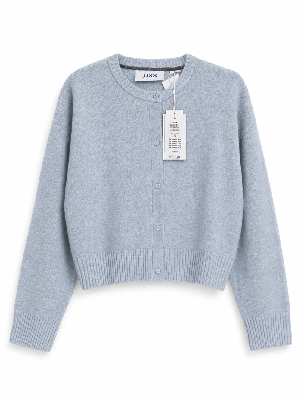 Light Blue Crewneck Button Cardigan Sweater